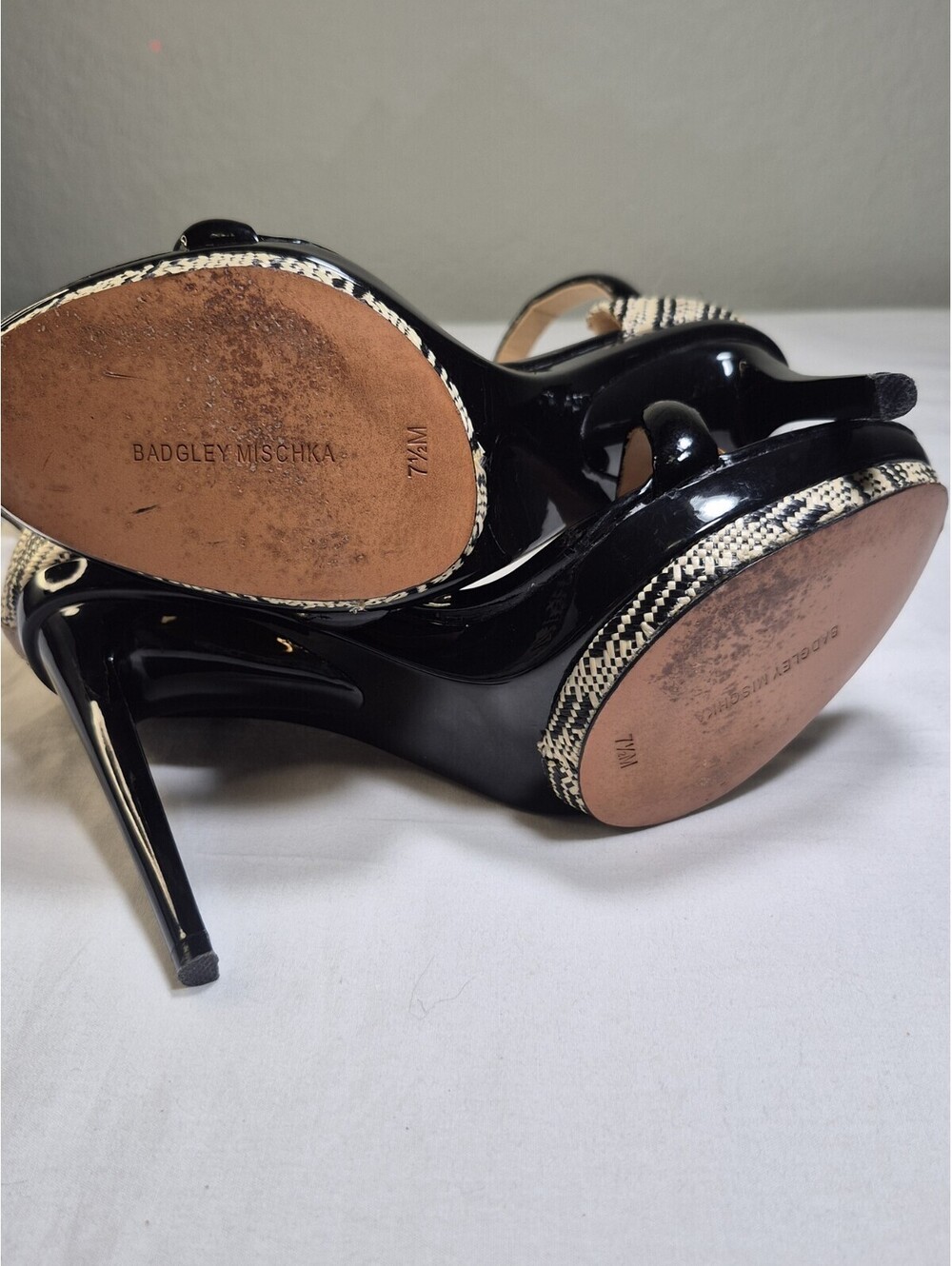 Badgley Mischka by Mark James Ritchie Platform Sz 7.5 Ankle Strap Heels $240 - Picture 7 of 9
